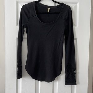 Free People Waffle Shirt with Wrist Design